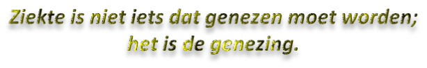 Ziekte is niet iets dat genezen moet worden;  het is de genezing.